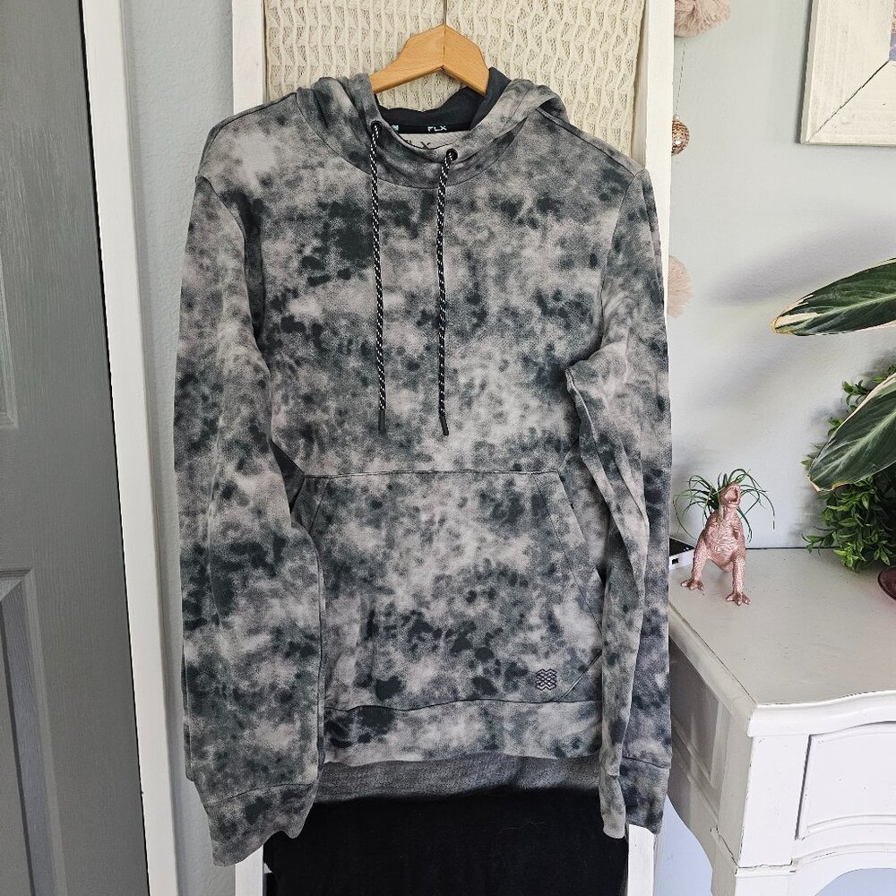FLX Grey Tie-Dye Hoodie | Travel Leisurewear | Zip Pockets | Size Small | Comfy